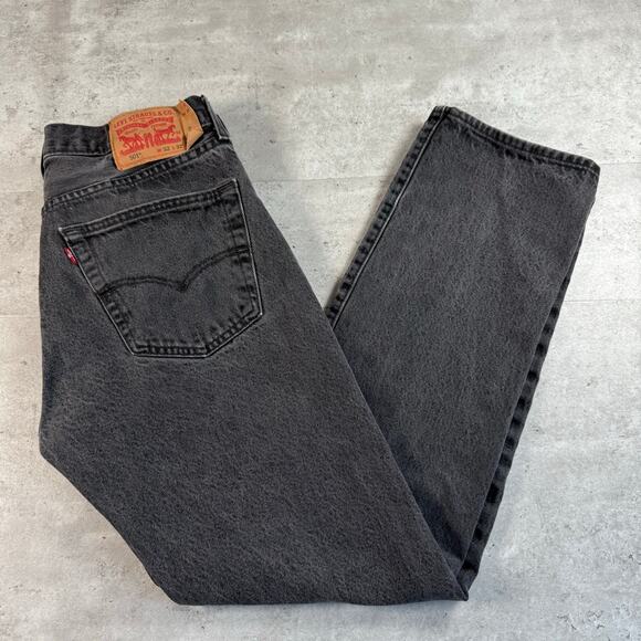 Levis 501 Jeans Mens 32x32 Black denim faded washed out jeans button fly - Picture 1 of 9